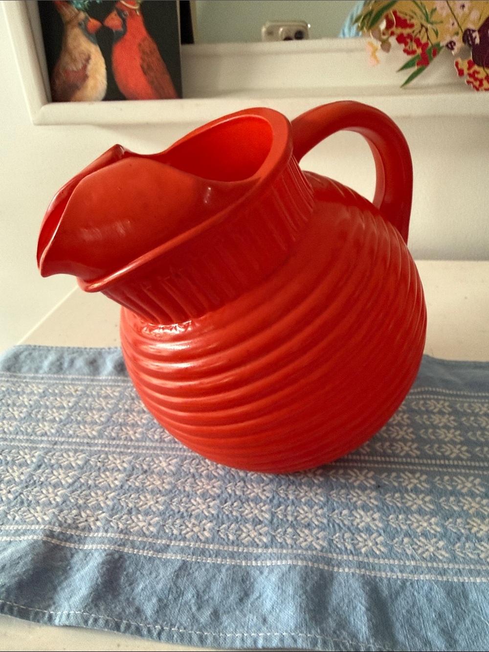 Mid Century Modern tilt glass pitcher